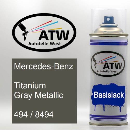 Mercedes-Benz, Titanium Gray Metallic, 494 / 8494: 400ml Sprühdose, von ATW Autoteile West.